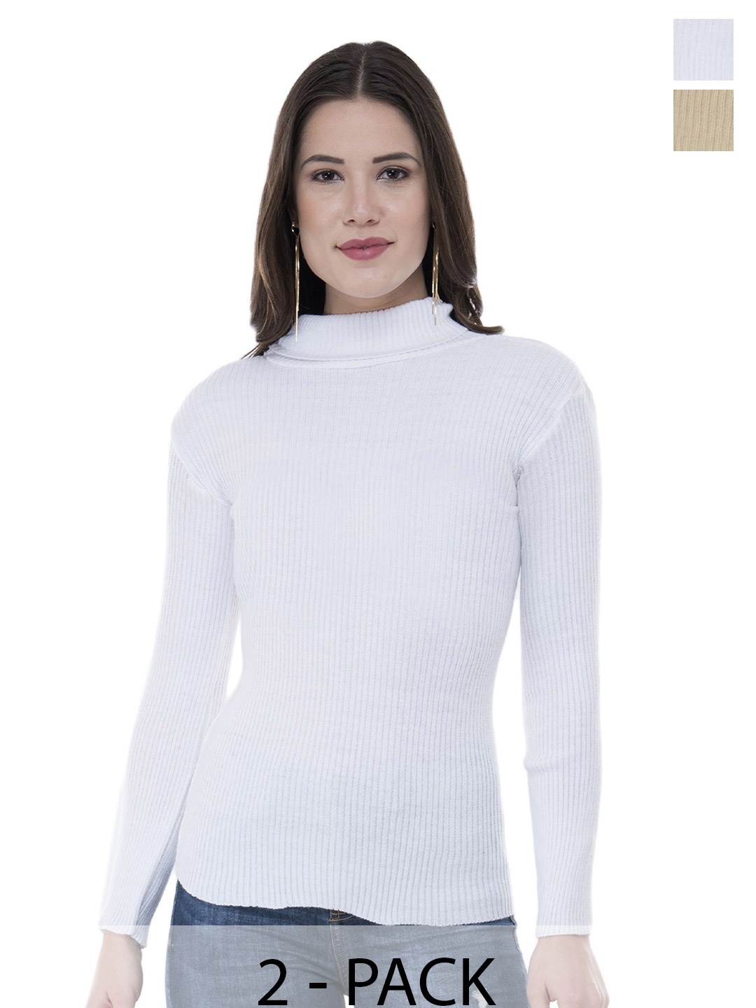 

IndiWeaves Women Pack Of 2 Woollen Pullover with Applique Detail, White