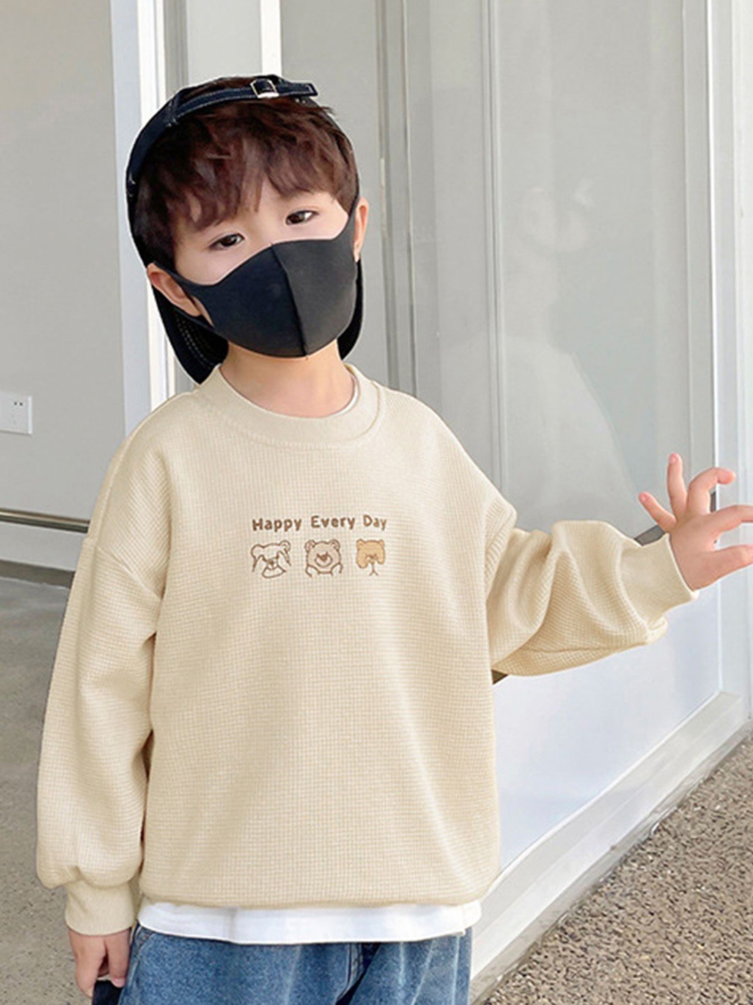 

LULU & SKY Boys Round Neck Pullover Sweaters, Beige