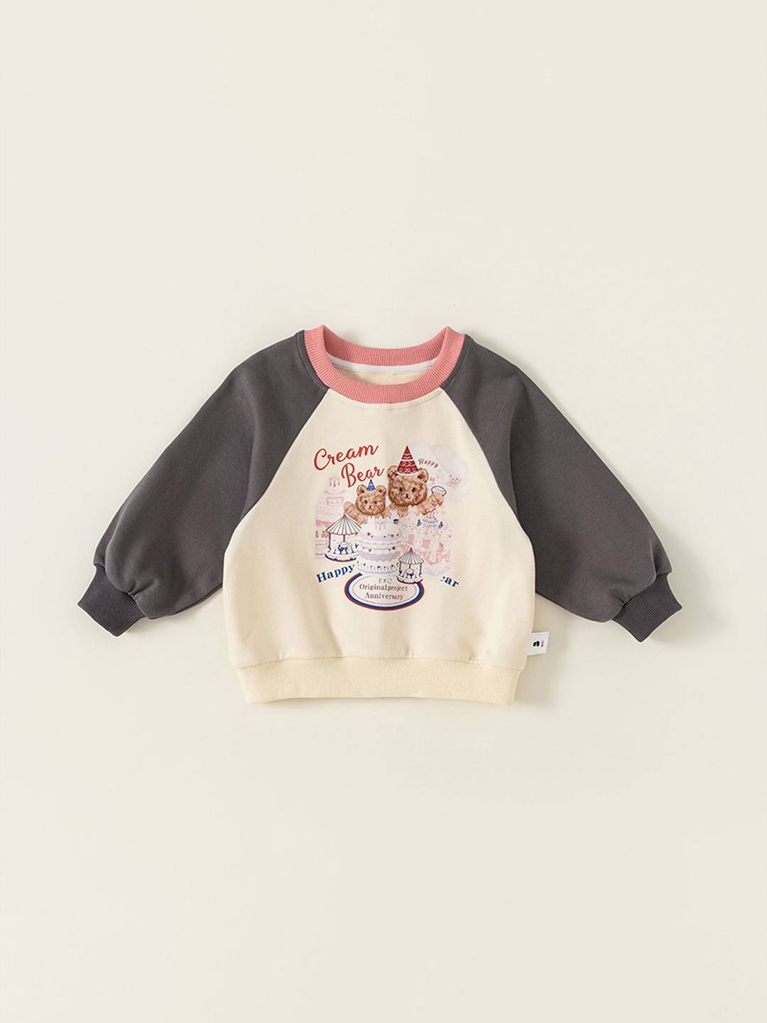 

LULU & SKY Girls Printed Pure Cotton Colourblocked Sweatshirt, Grey