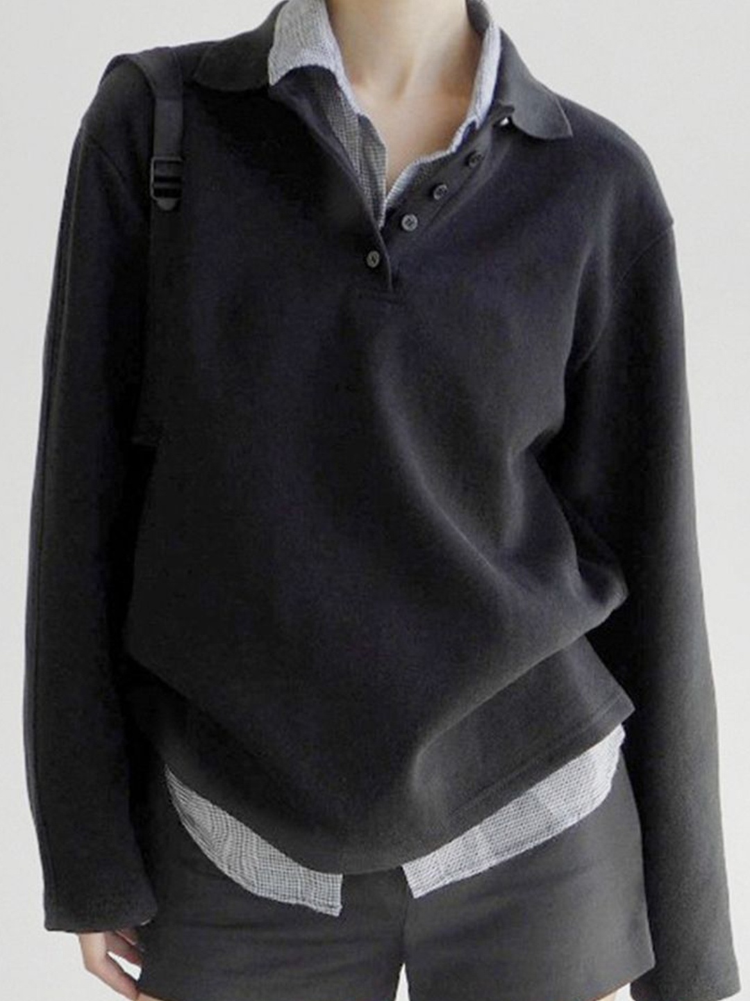 

LULU & SKY Women Shirt Collar Shirt Style Top, Black