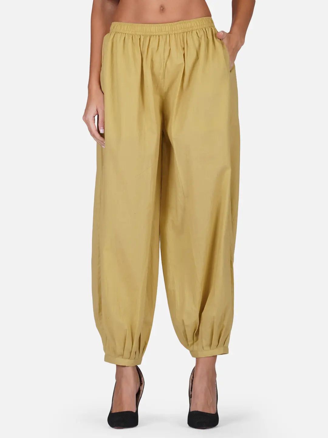 

NYPA Women Flared Knitted Palazzos, Beige
