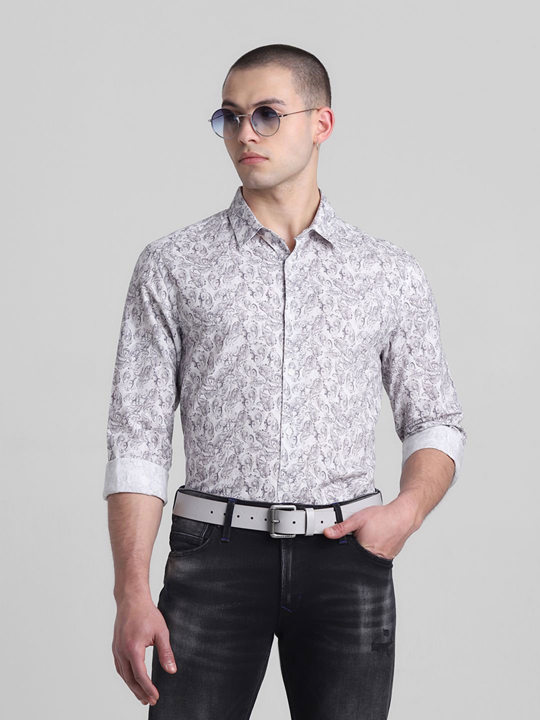 

Jack & Jones Men Spread Collar Ethnic Motifs Printed Cotton Casual Shirt, White