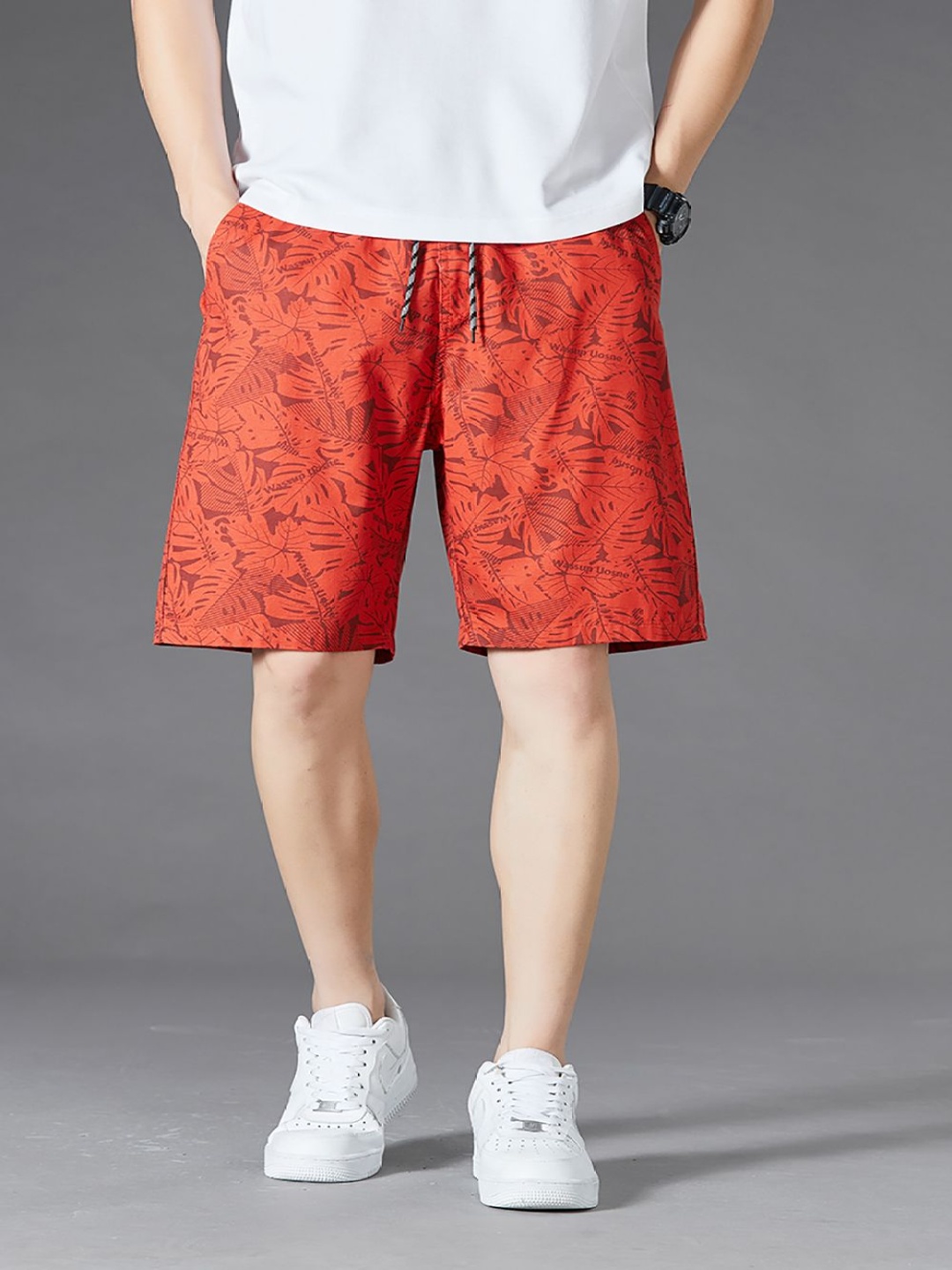 

StyleCast x Revolte Men Conversational Printed Mid-Rise Regular Cotton Short, Red