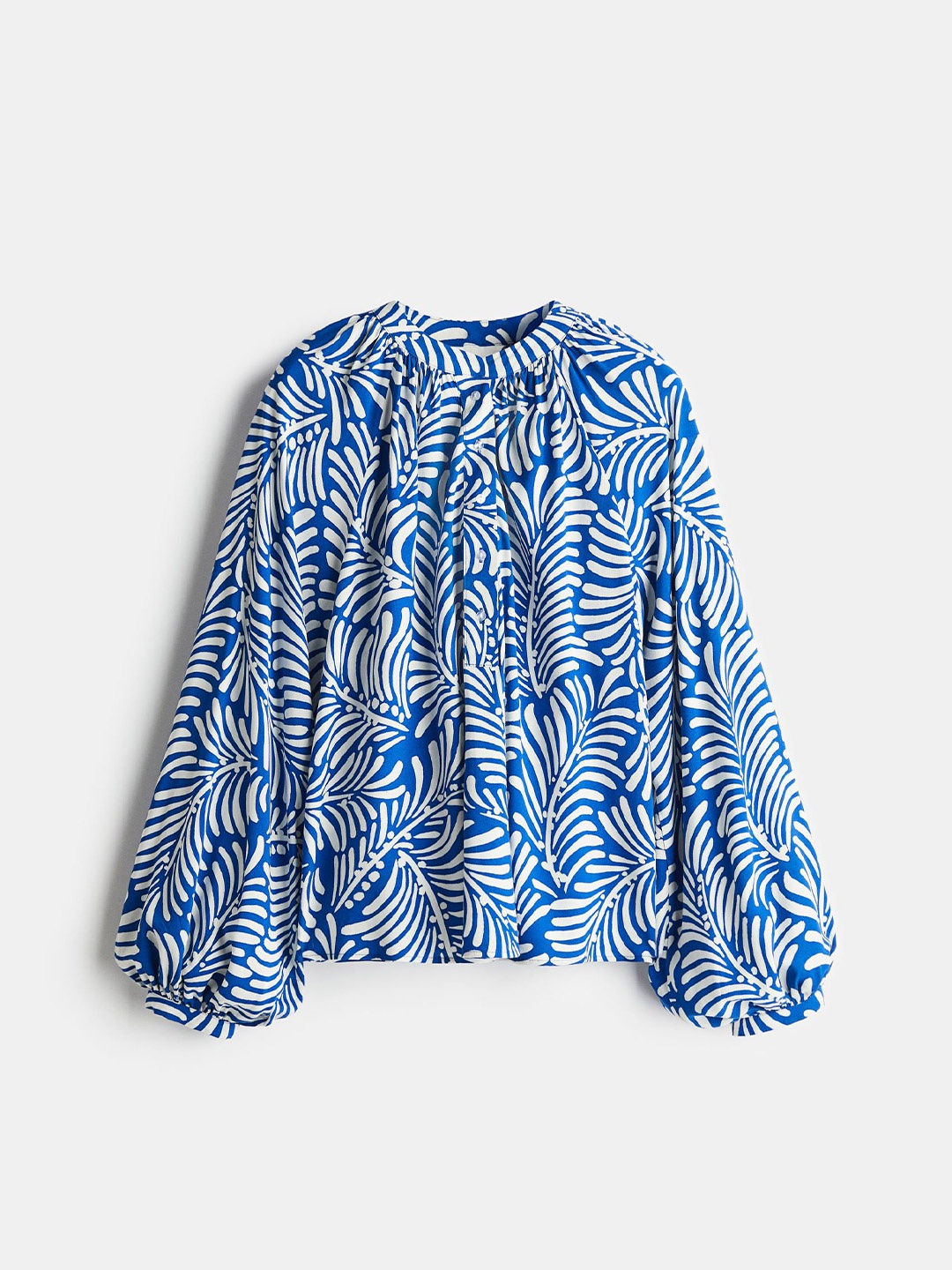 

H&M Women Balloon-Sleeved Blouse, Blue