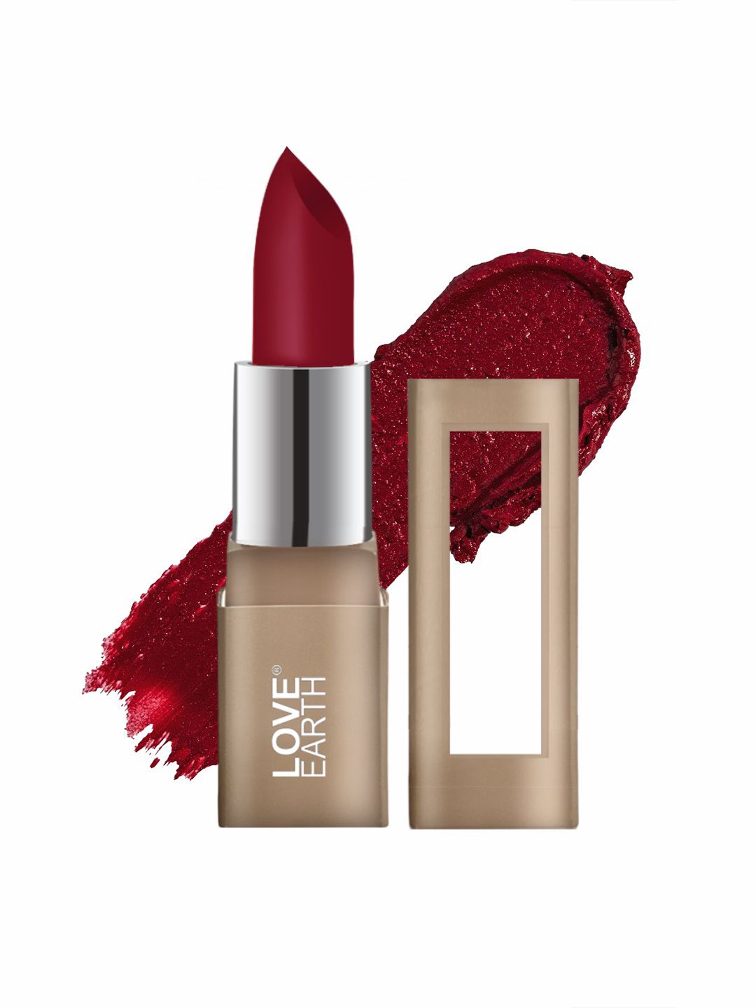 

LOVE EARTH Satin Matte Lipstick Enriched With Almond Oil & Vitamin E- 3.5 g- Jaggery LE31, Maroon