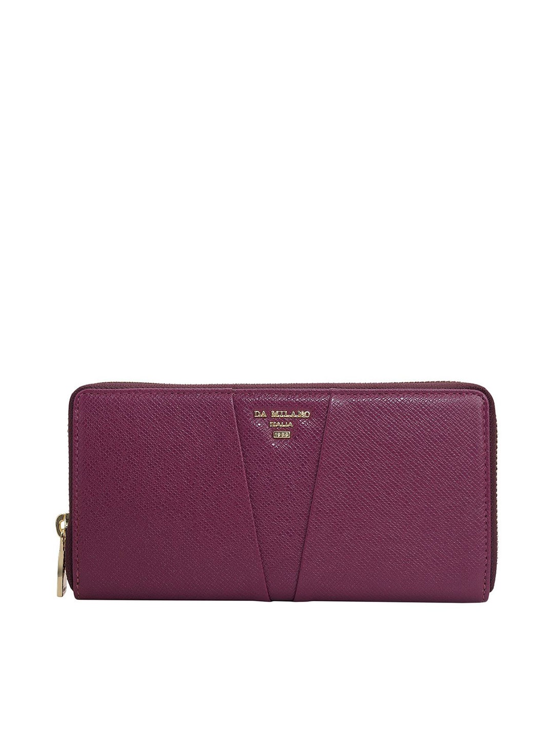 

Da Milano Women Textured Leather Zip Around Wallet, Magenta