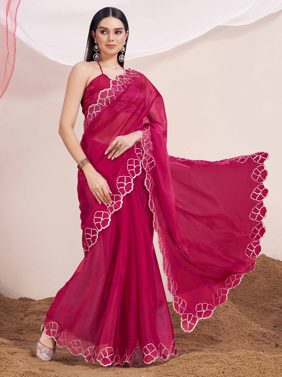 

Tikhi Imli Gotta Patti Embroidered Satin Saree, Pink