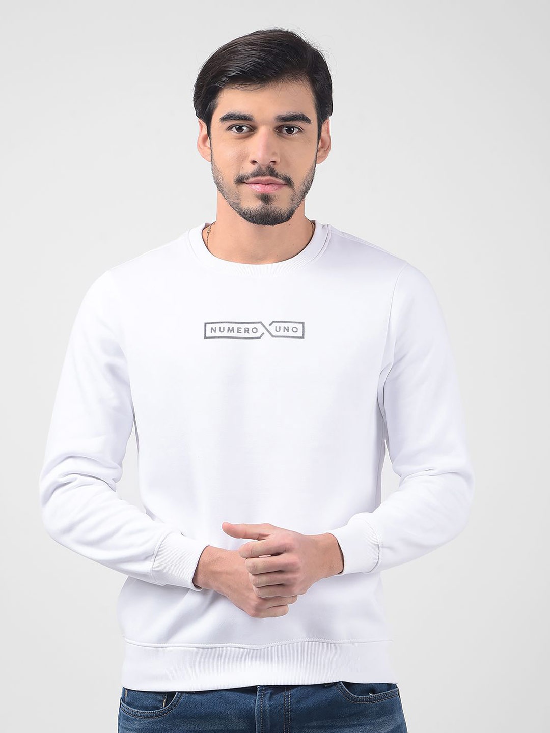 

Numero Uno Men Printed Sweatshirt, White