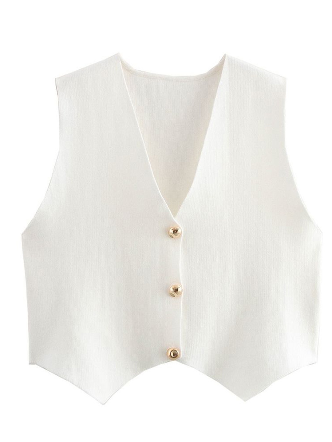 

LULU & SKY Women V-neck Sleeveless Ribbed Vest Top, White