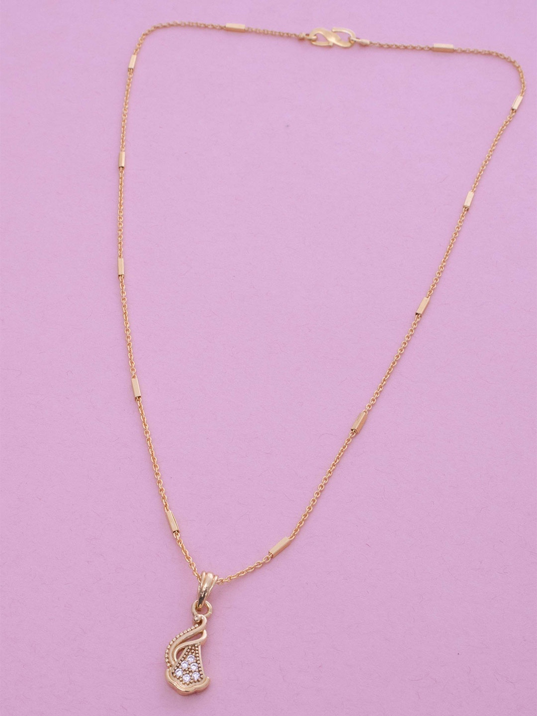 

Ramdev Art Fashion Jwellery Gold-Plated Artificial Stone Studded Pendant With Chain