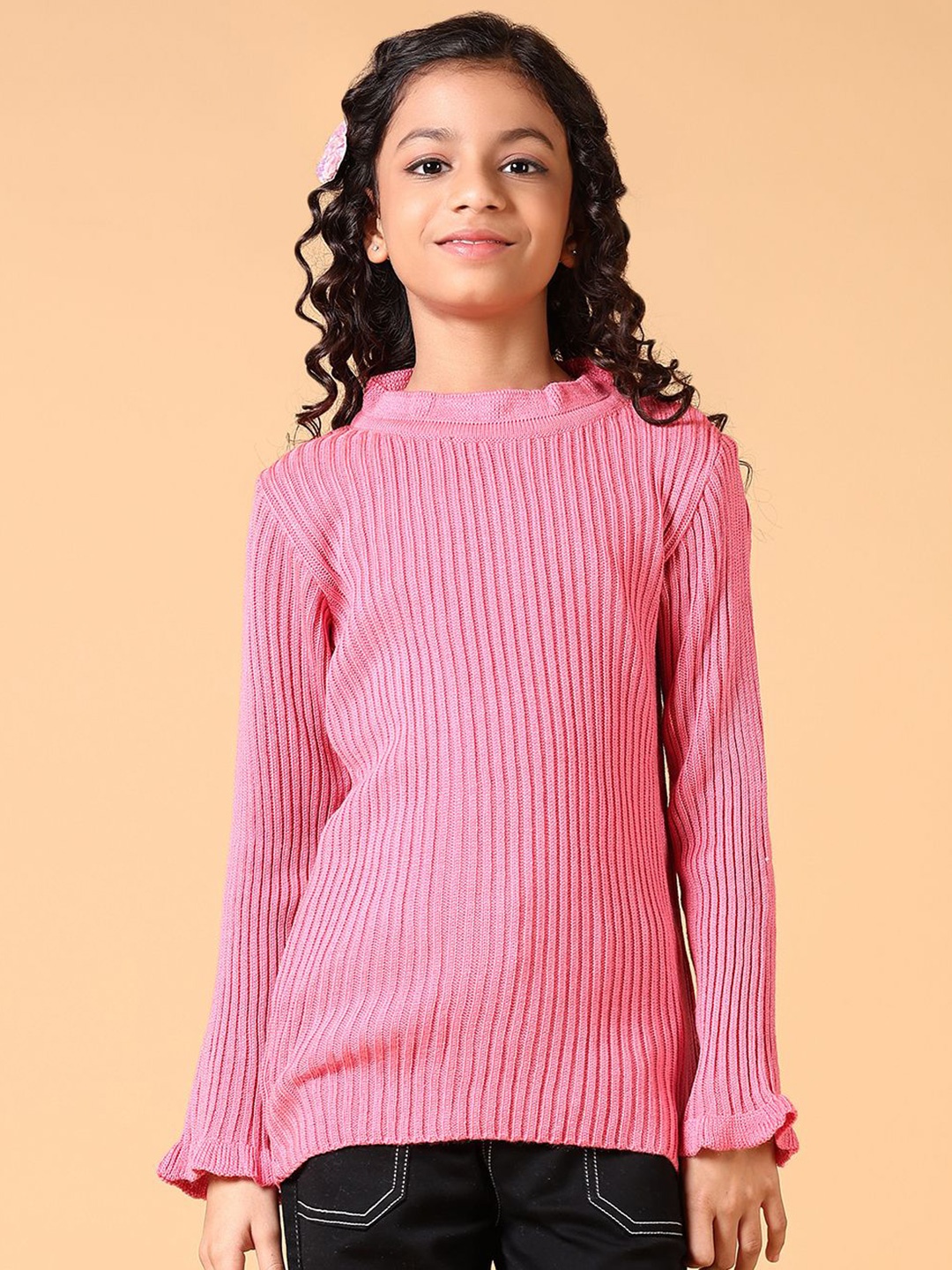 

V-Mart Girls Cotton Cable Knit Pullover, Pink
