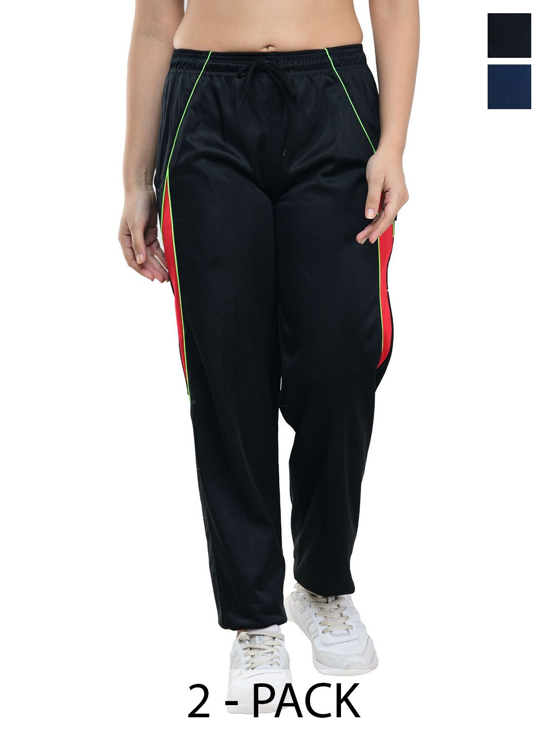 

IndiWeaves Women Pack Of 2 Regular Fit Mid-Rise Track Pants, Navy blue
