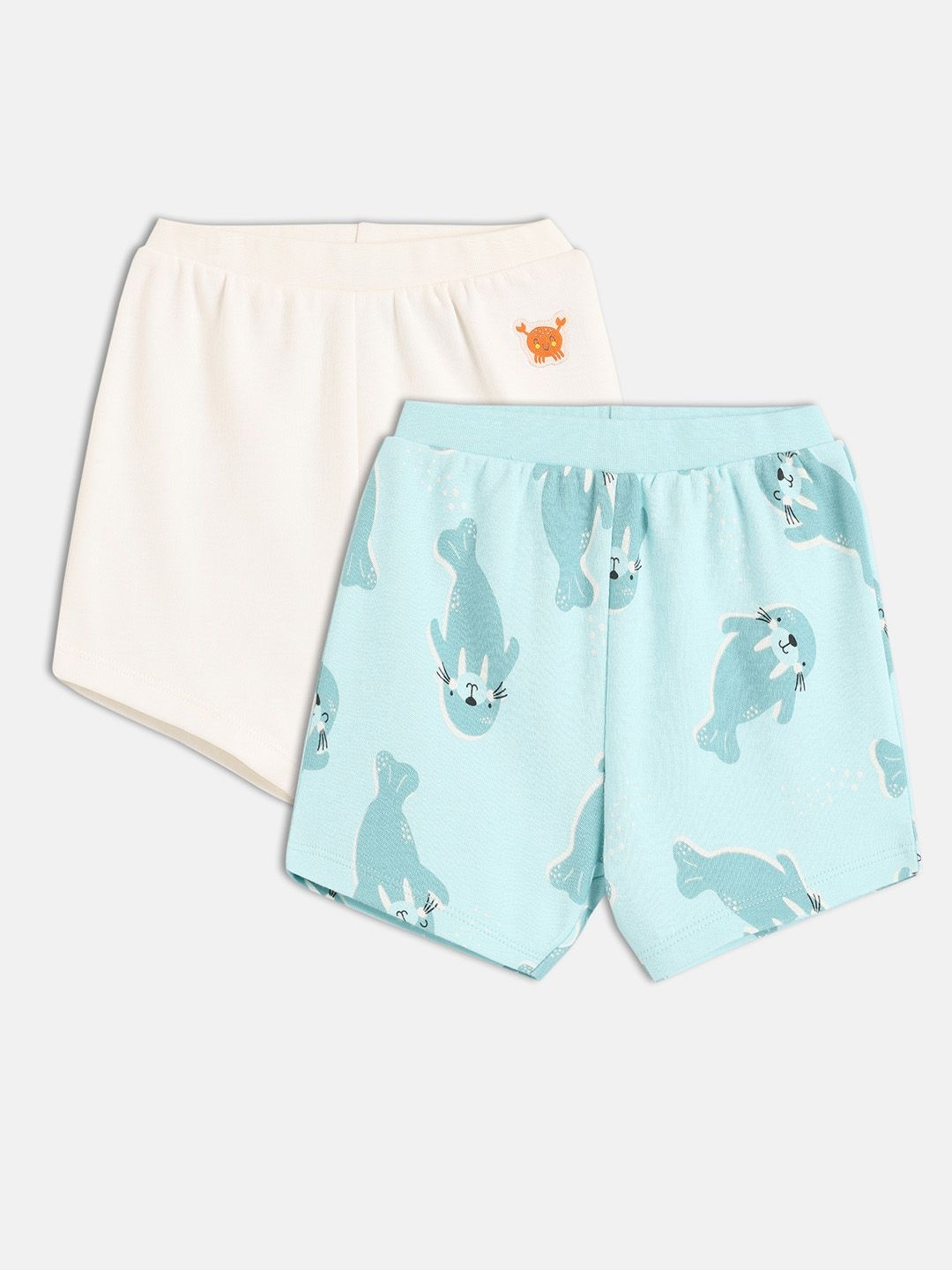 

MINI KLUB Boys Pack of 2 Mid-Rise Cotton Shorts, White