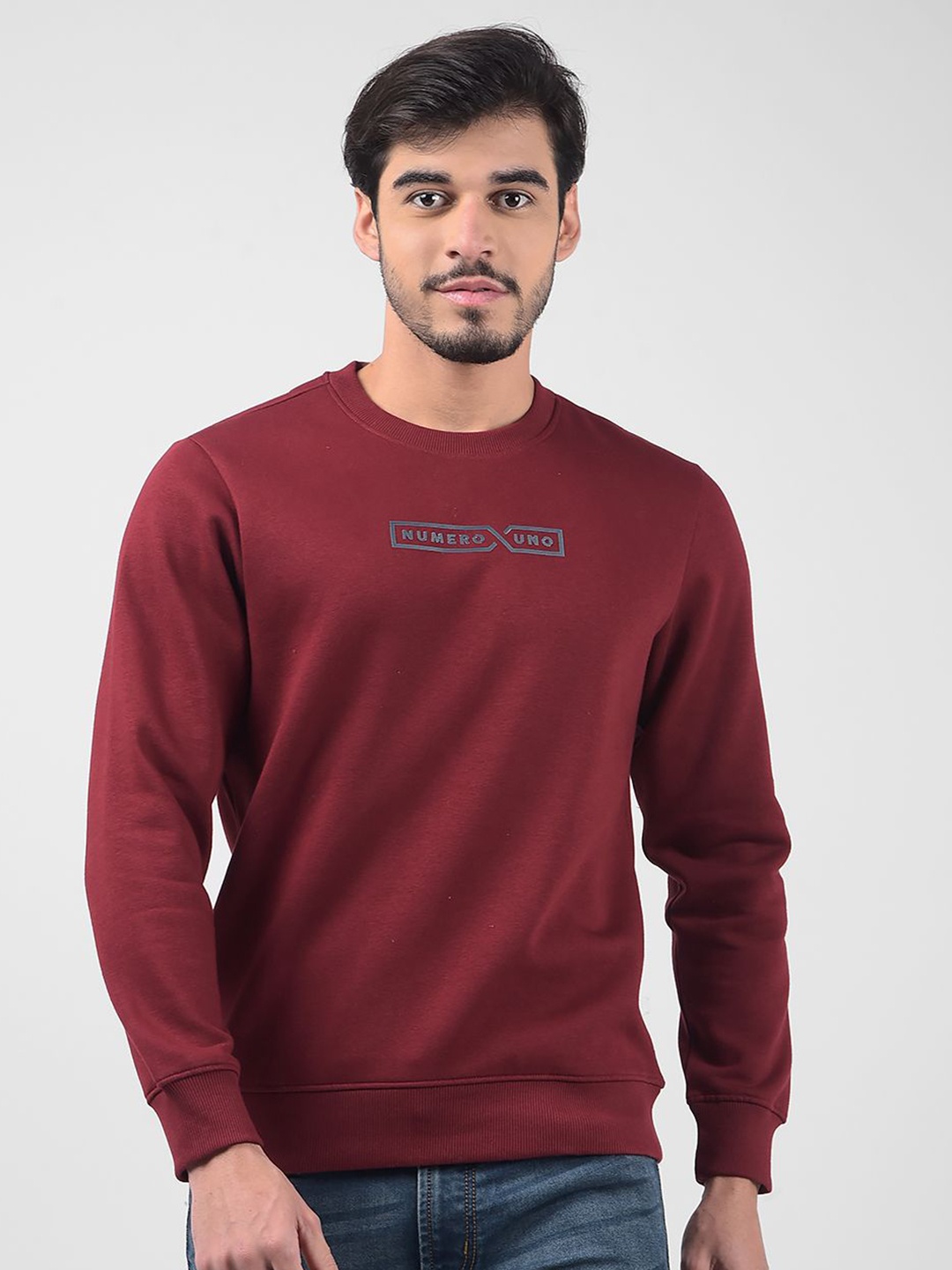 

Numero Uno Men Printed Sweatshirt, Maroon