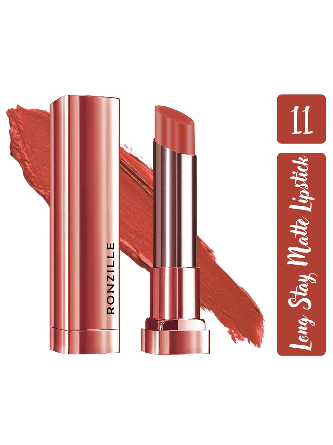 

Ronzille Non Drying & Lightweight Long Stay Matte Lipstick - Pastel Red 11, Rust