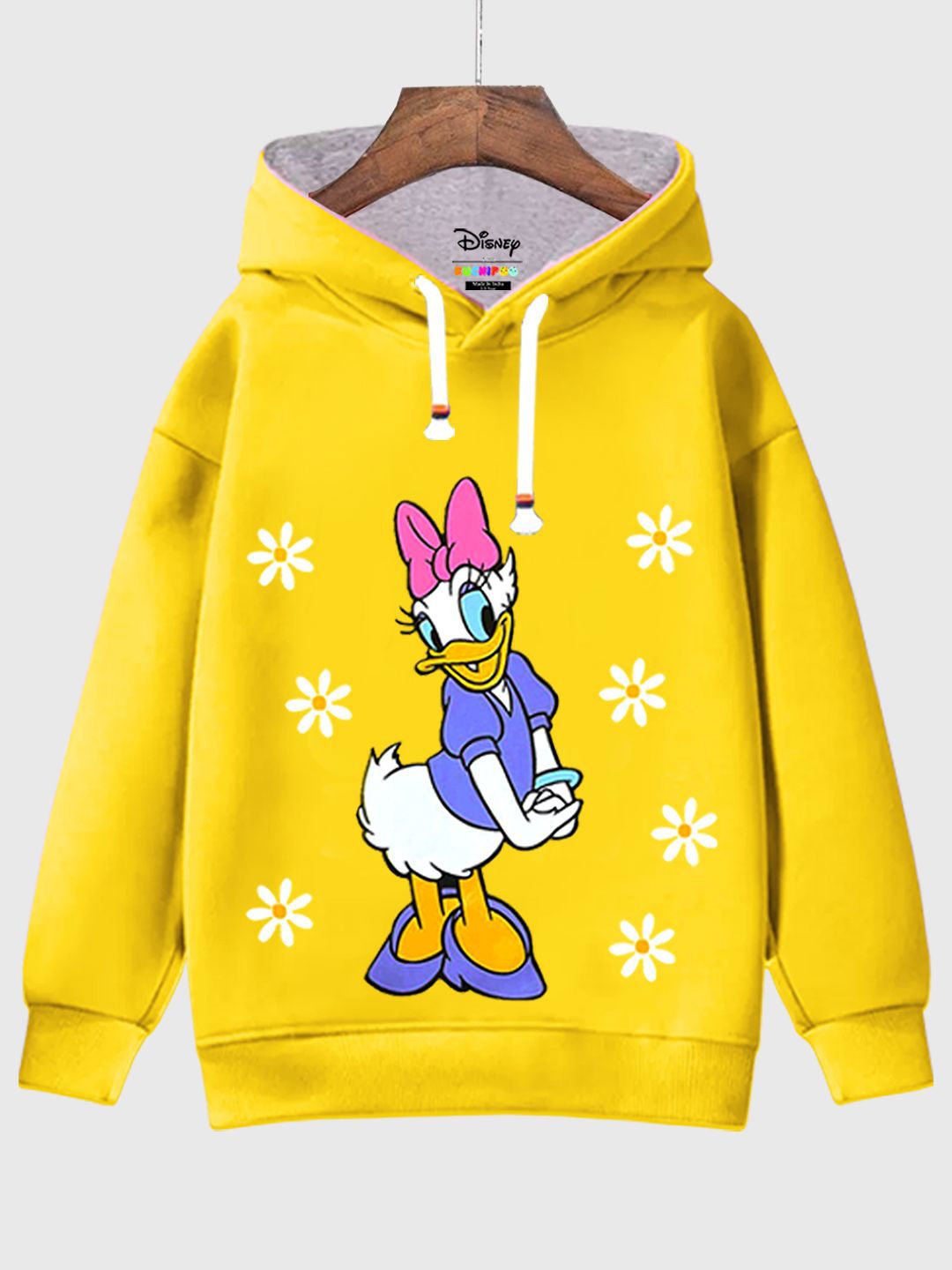 

KUCHIPOO Girls Daisy Duck Printed Hooded Sweatshirt, Yellow
