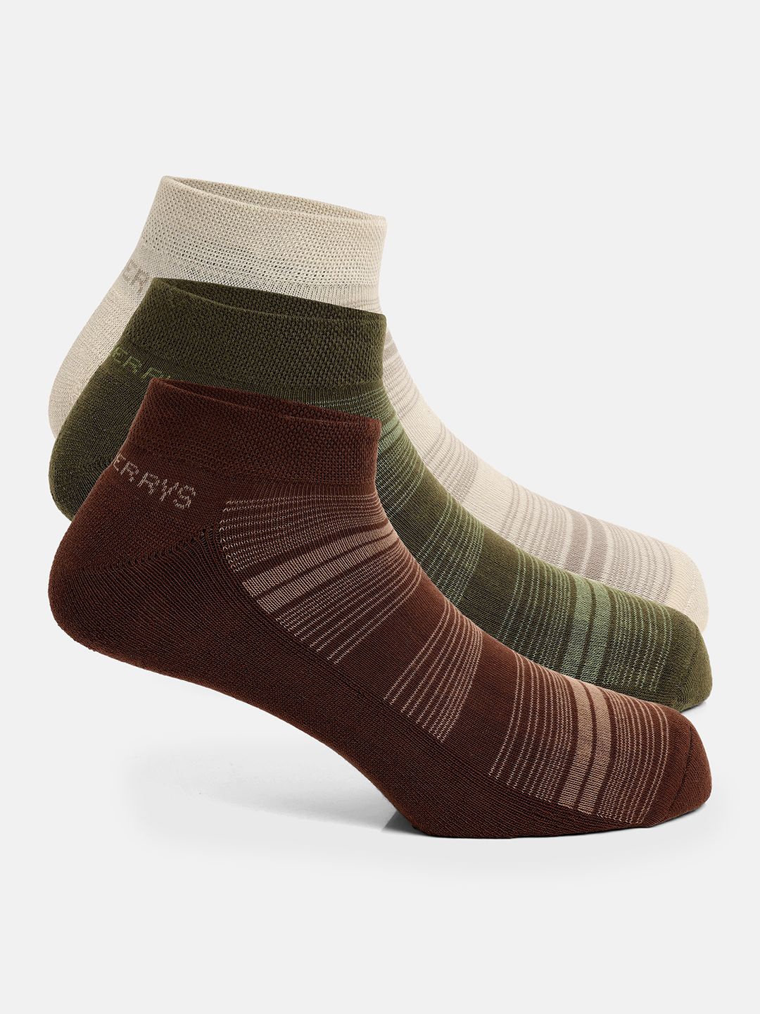 

Blackberrys Men Pack Of 3 Cotton Patterned Ankle Length Socks, Brown