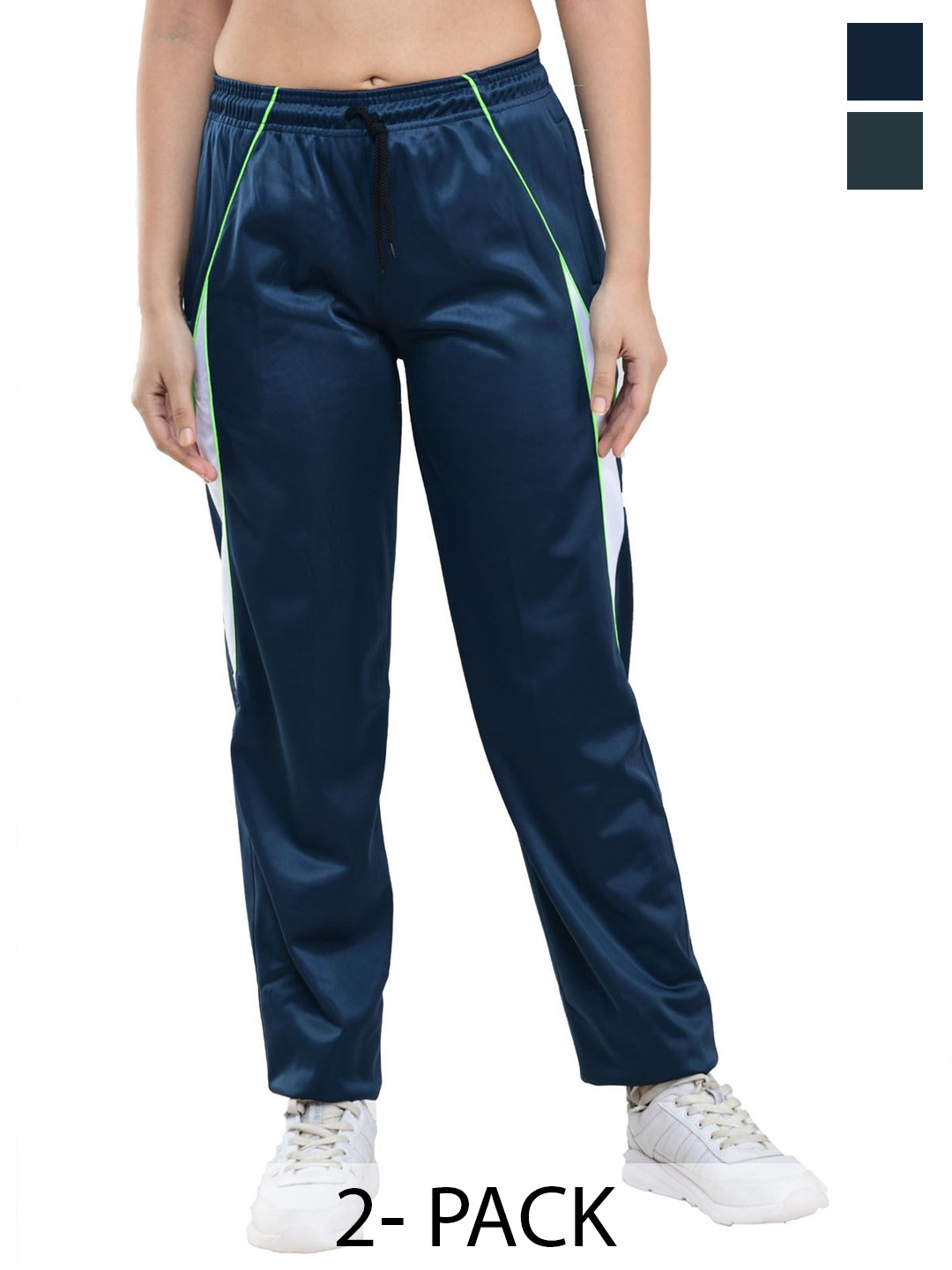 

IndiWeaves Women Pack Of 2 Mid Rise Track Pants, Blue