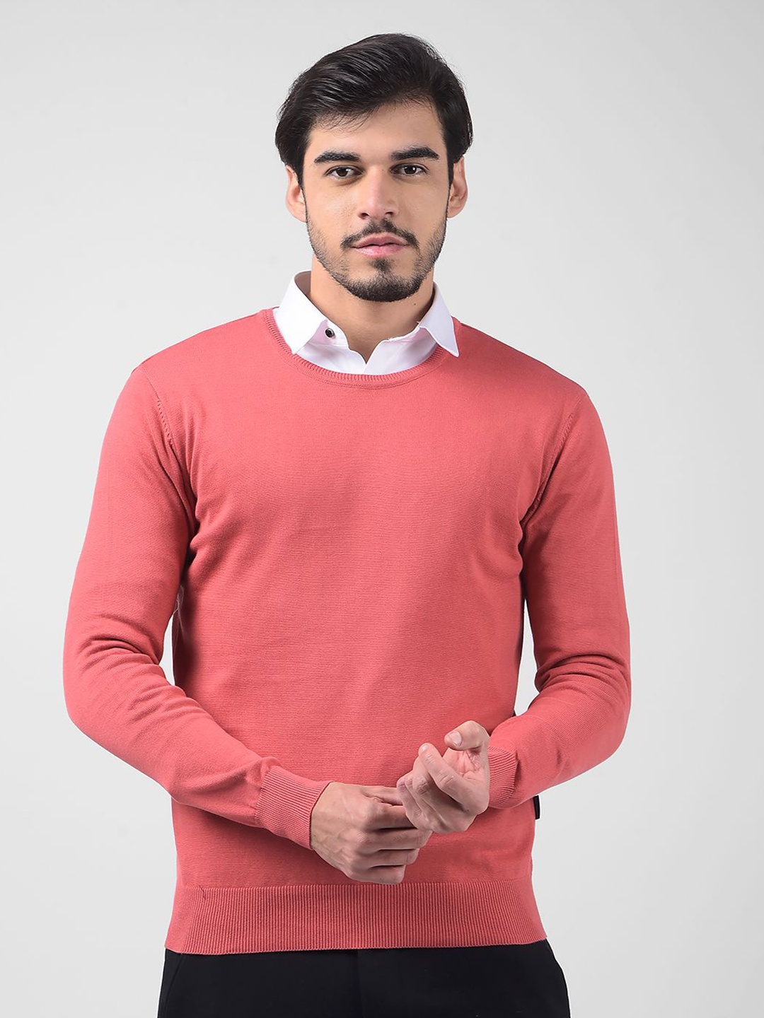 

Numero Uno Men Round Neck Cotton Pullover, Pink