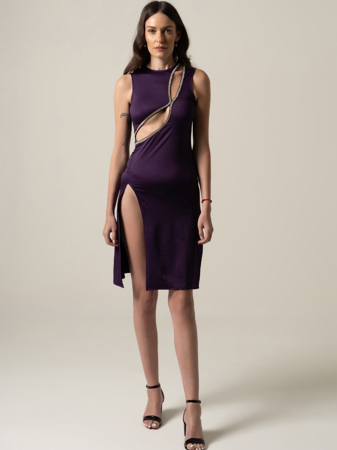 

CHALSI & CYRUS Crepe Sheath Dress, Purple