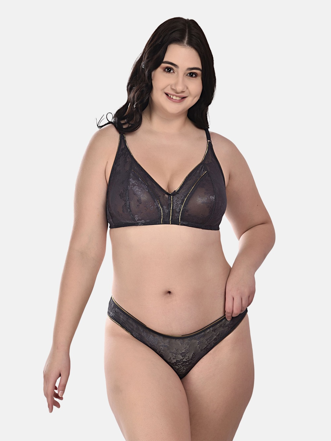 

DressBerry Pack Of 3 Self-Design Lingerie Set, Black