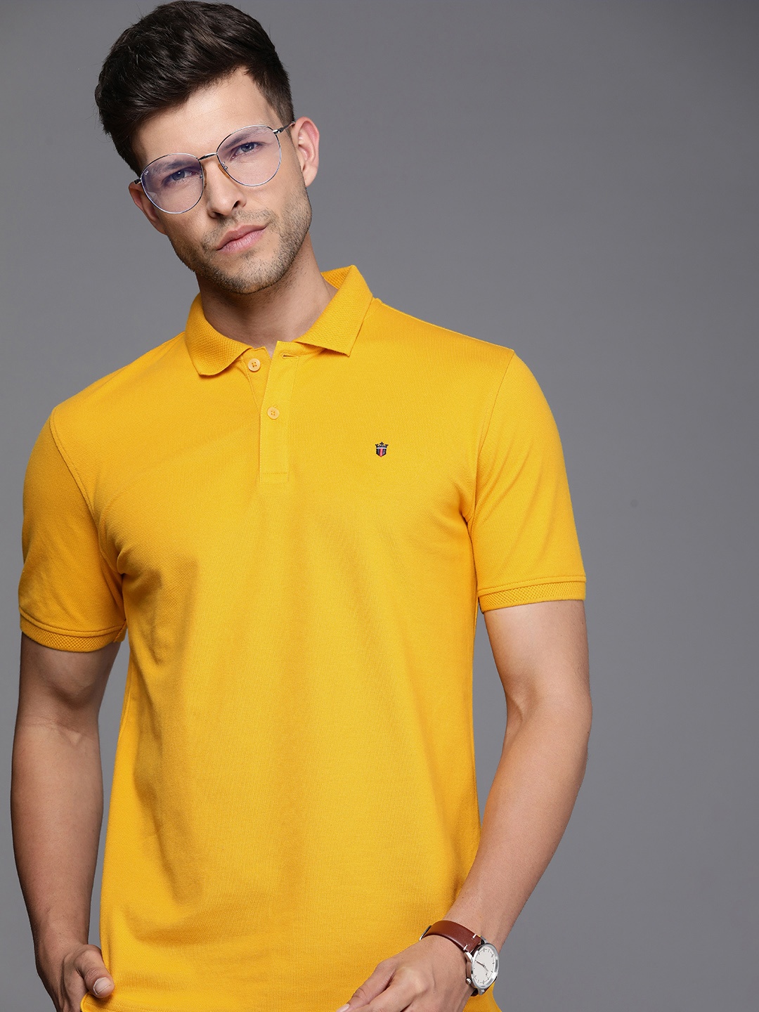 

Louis Philippe Sport Solid Polo Collar Slim Fit Casual T-shirt, Yellow