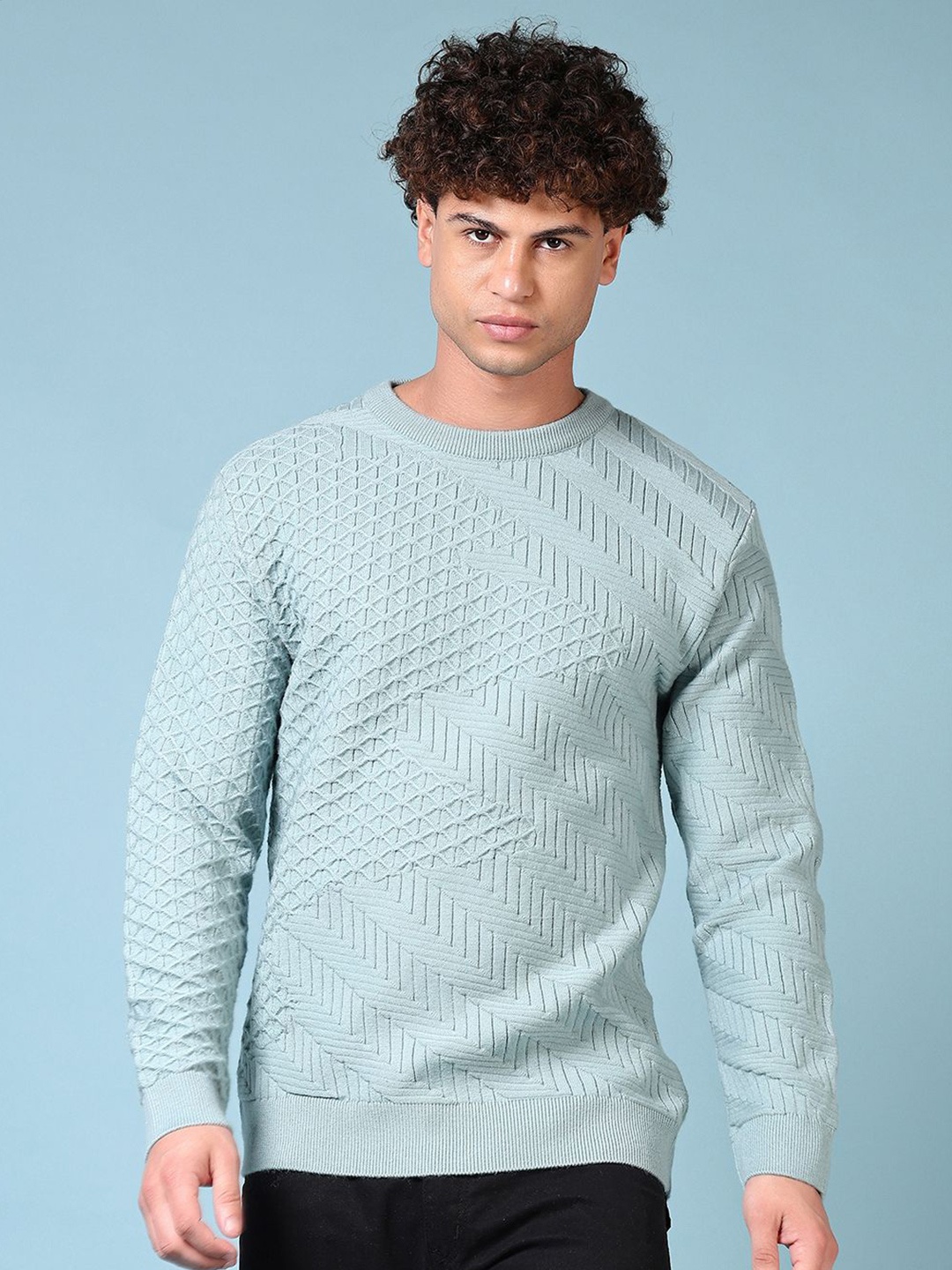 

V-Mart Men Self Design Pullover, Sea green