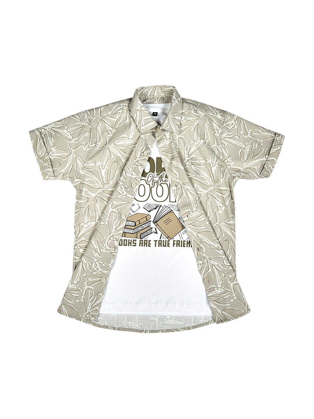

CAVIO Boys Comfort Fit Floral Printed Cotton Casual Shirt, White