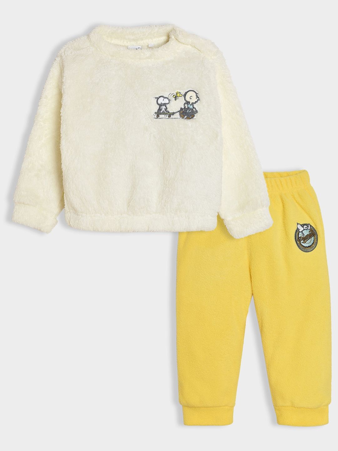 

MiArcus Kids Peanuts Snoopy Embroidered T-Shirt & Pajamas Set, Yellow