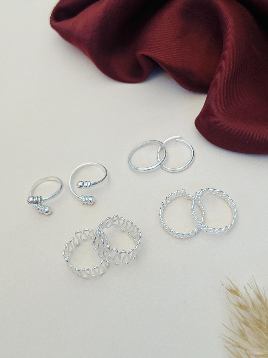 

ABDESIGNS Set of 4 Silver-Plated Adjustable Toe Rings