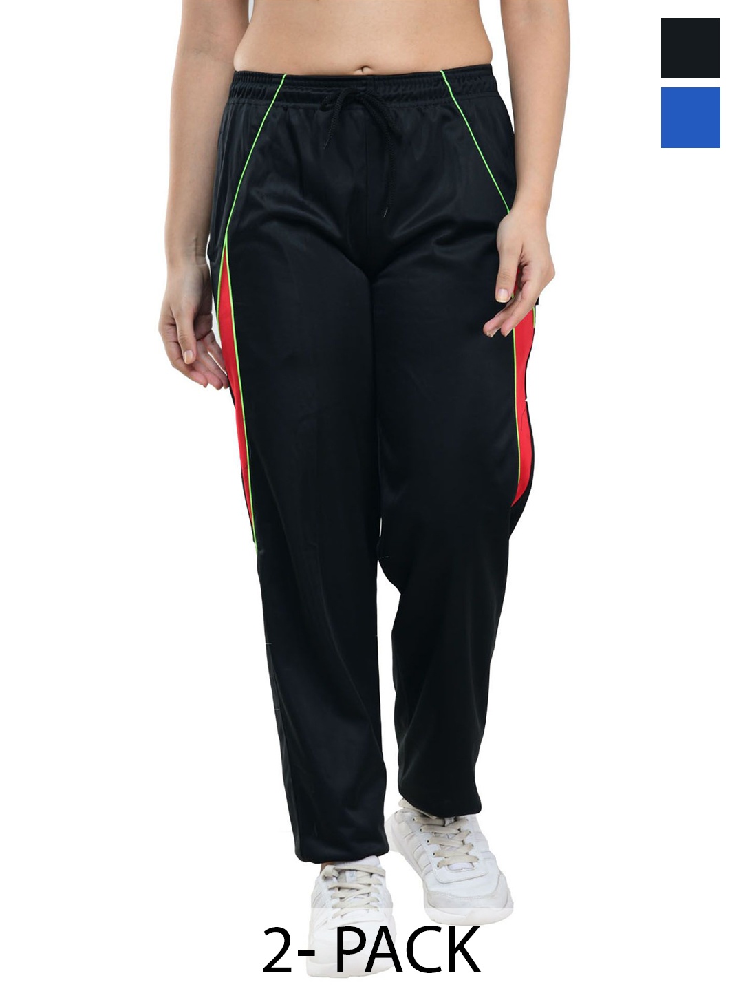 

IndiWeaves Women Pack Of 2 Mid-Rise Track Pants, Black