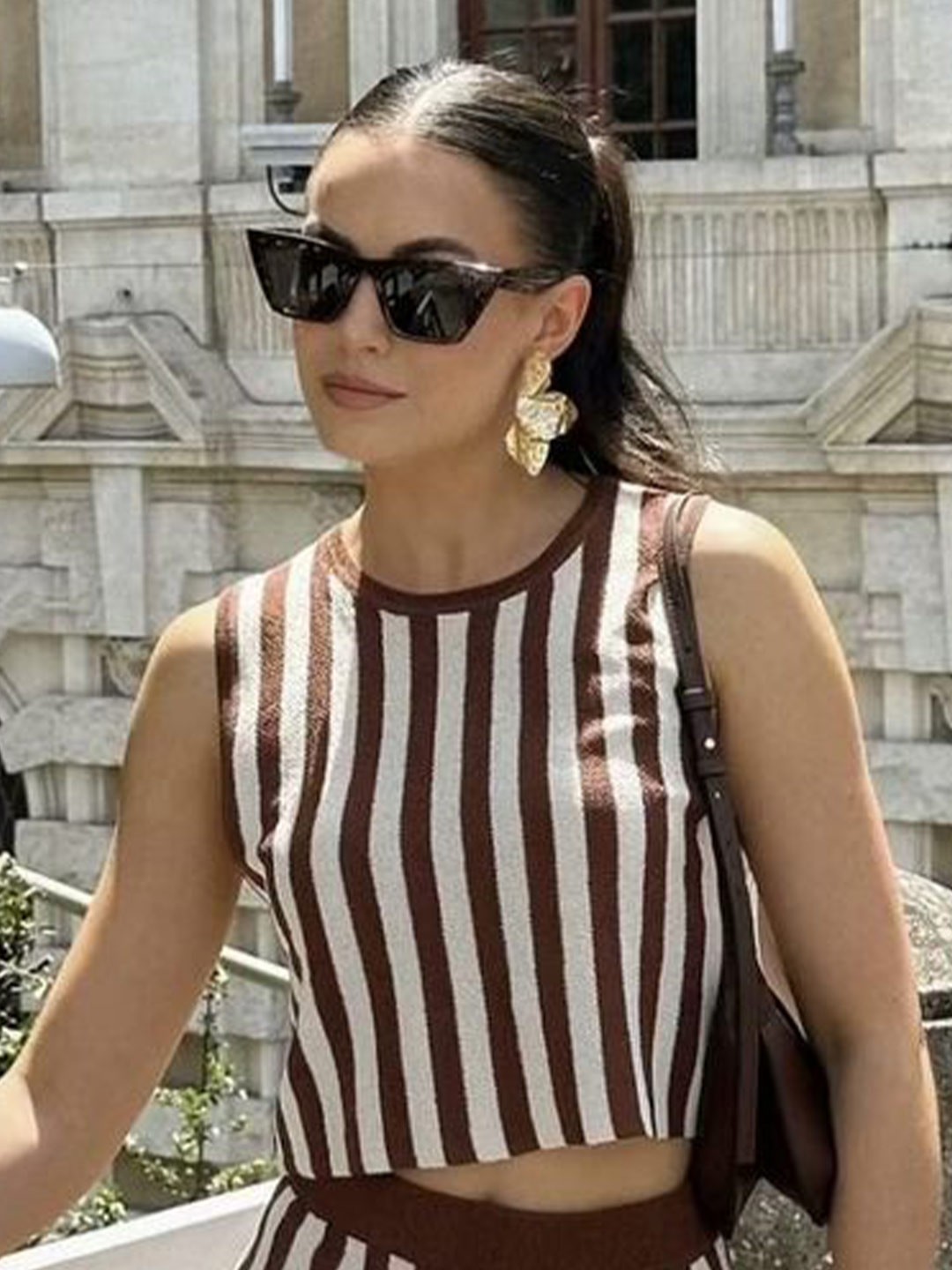 

LULU & SKY Striped Knitted Top, Brown