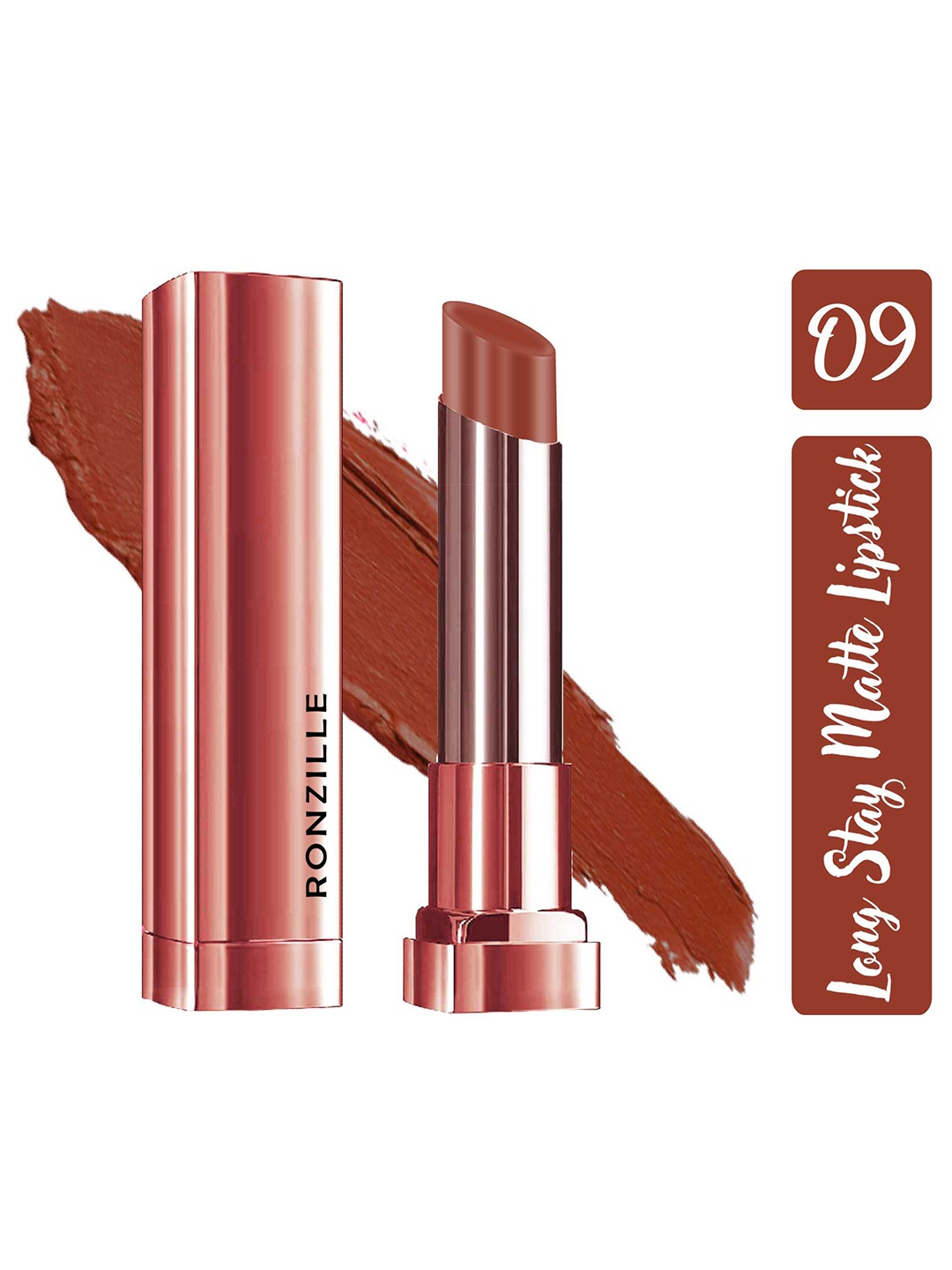 

Ronzille Non Drying & Lightweight Long Stay Matte Lipstick - Nutmeg 09, Brown