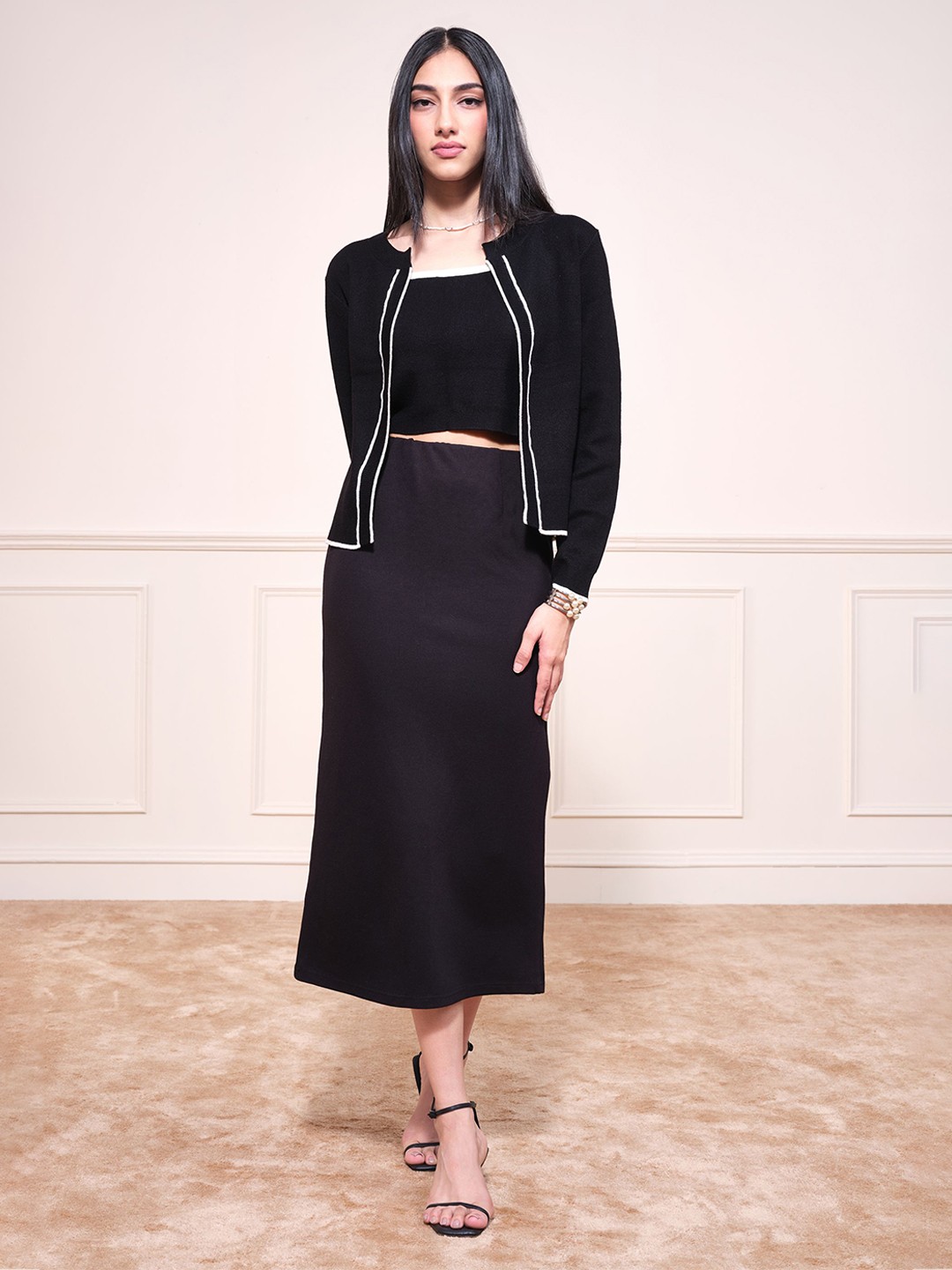 

AND Women Front-Open Sweater, Black