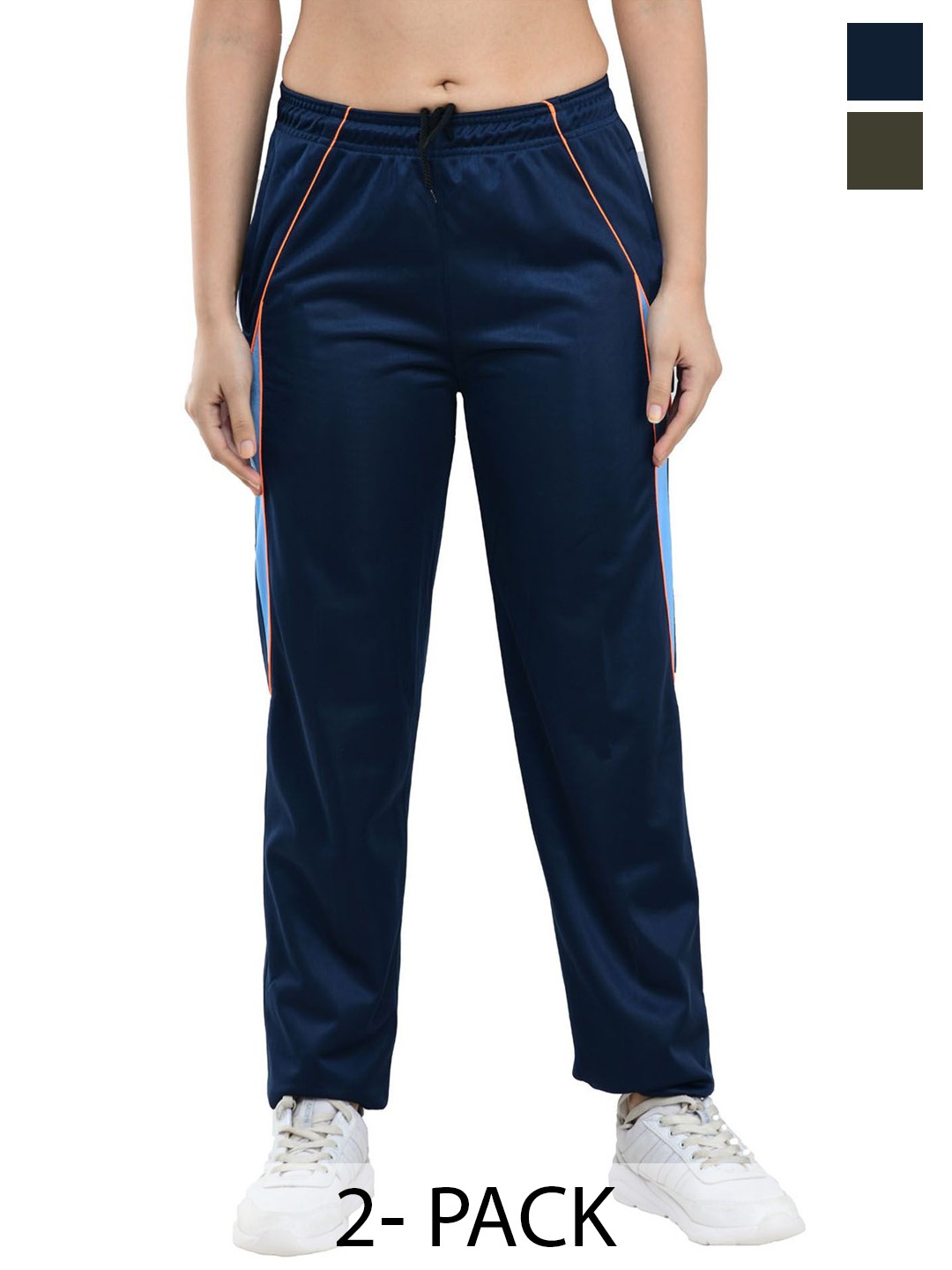 

IndiWeaves Women Pack Of 2 Mid Rise Track Pants, Blue