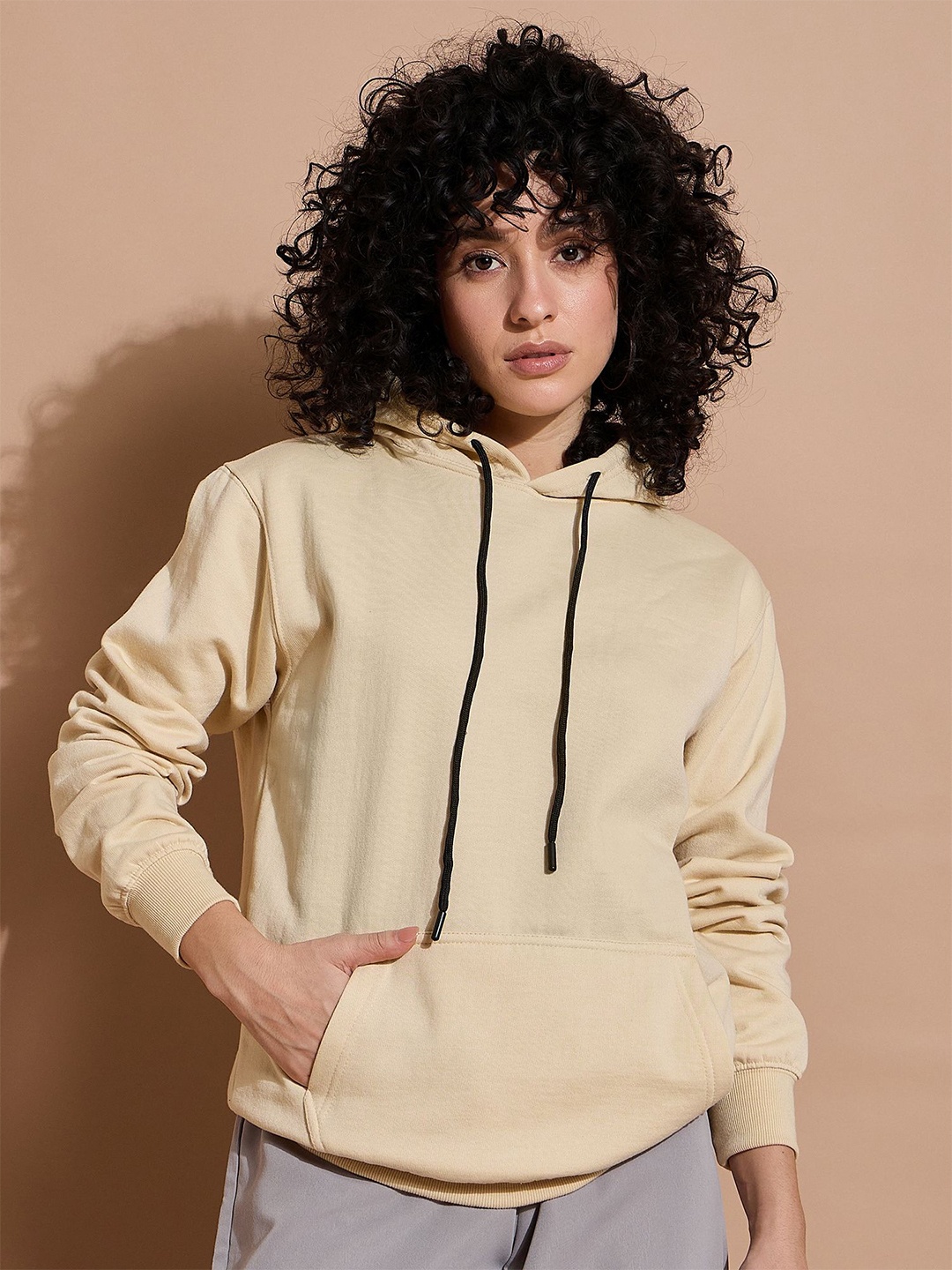 

The Roadster Lifestyle Co Loose Fit Long Sleeve Hooded Sweatshirt, Beige