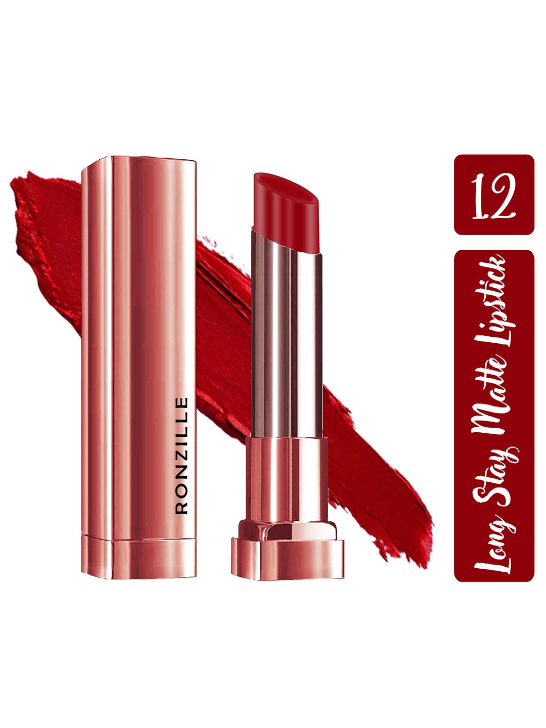

Ronzille Non Drying & Lightweight Long Stay Matte Lipstick - Red Devil 12