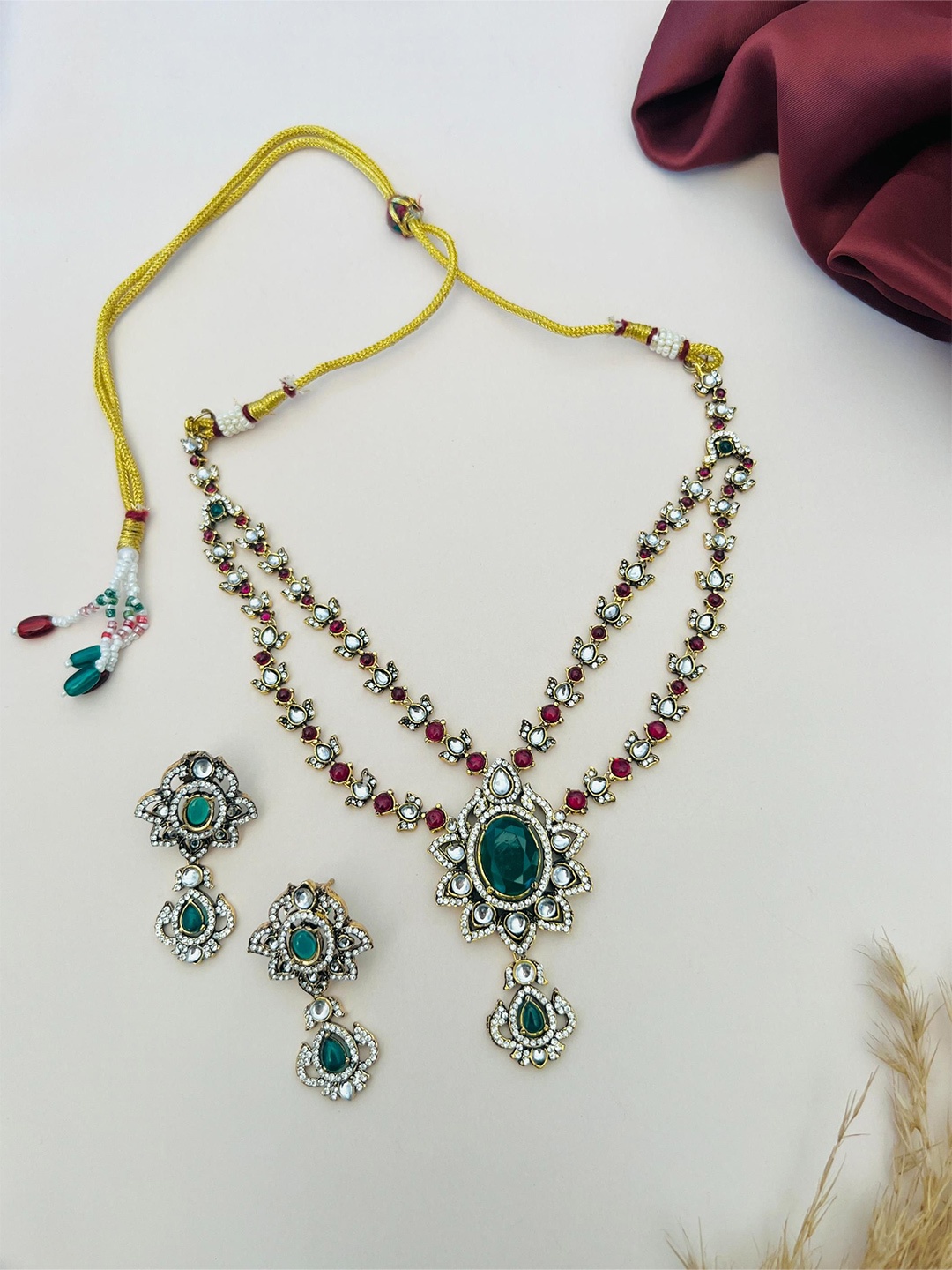 

ABDESIGNS Enchanting Gold Plated Polki Temple Necklace
