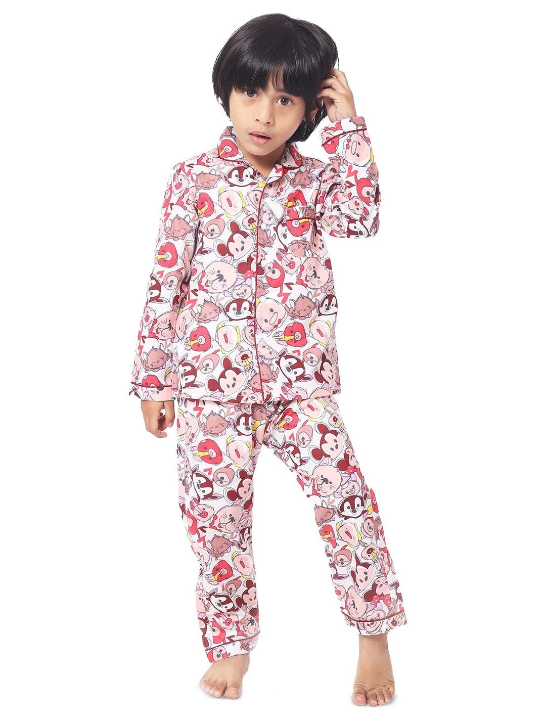 

Sleepy tots Boys Funkey Rabbit Pure Cotton Printed Night suits, Pink