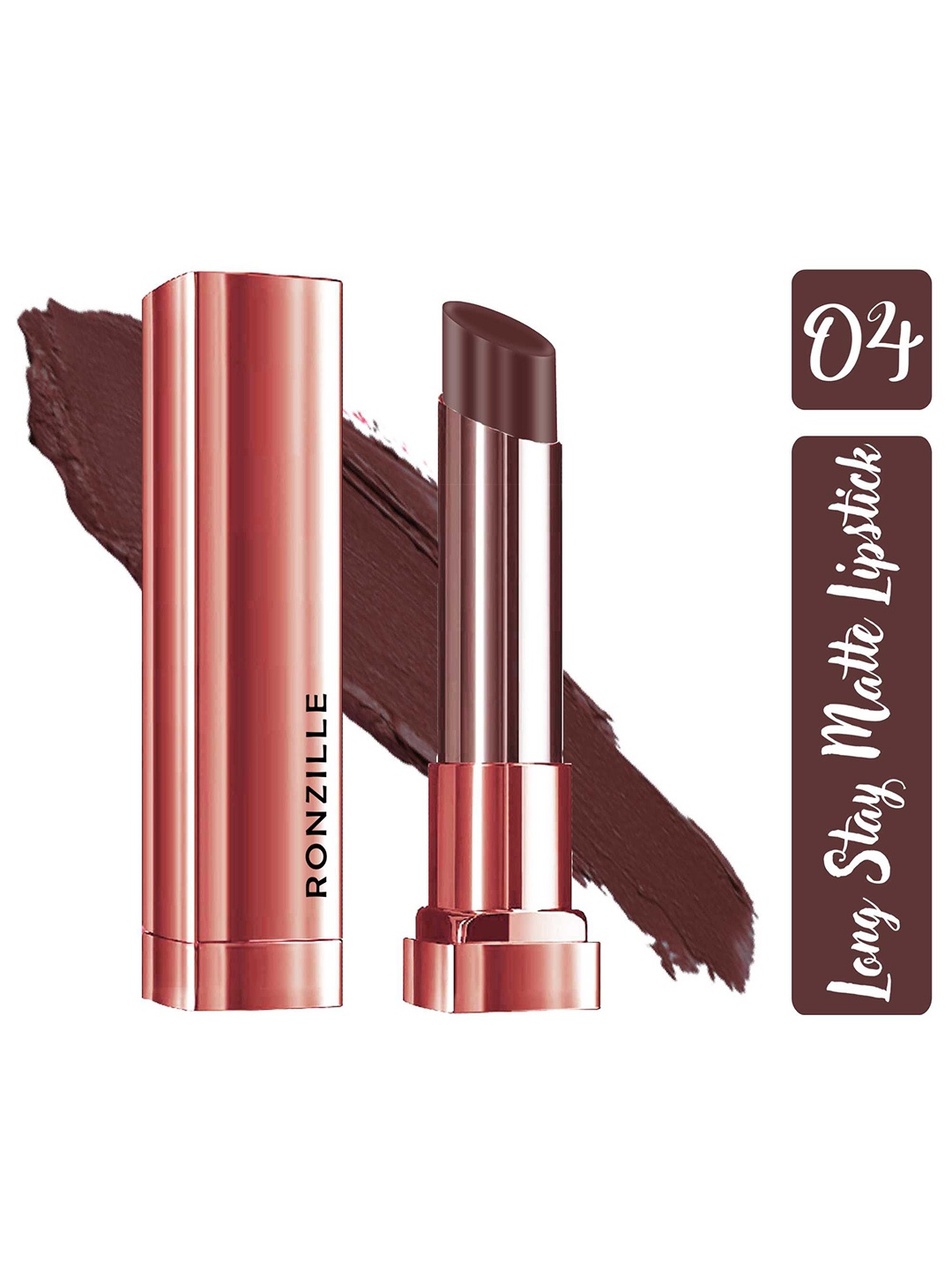 

Ronzille Non Drying & Lightweight Long Stay Matte Lipstick - Cafe Noir 04, Brown