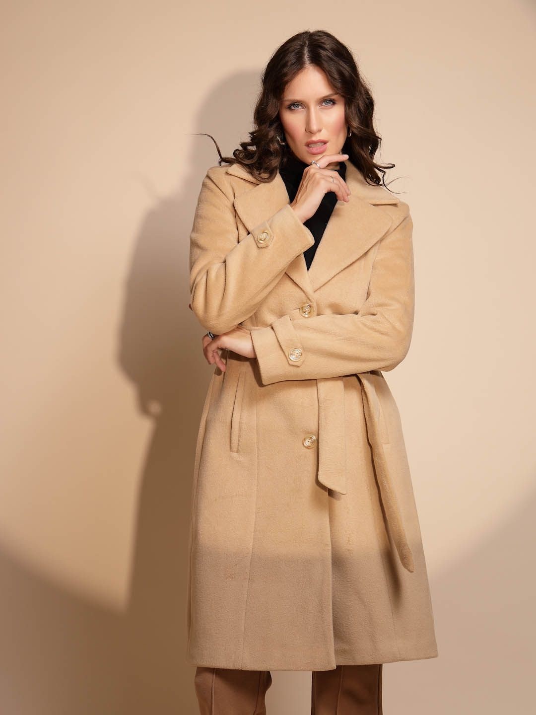 

Global Republic Women Single-Breasted Trench Coat, Camel brown