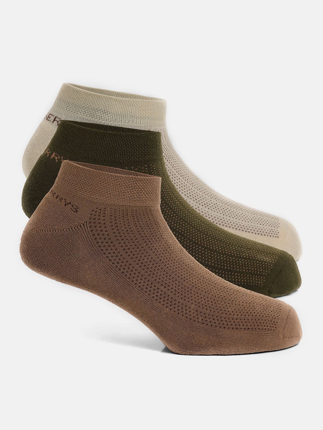 

Blackberrys Men Pack Of 3 Patterned Cotton Ankle-Length Socks, Brown