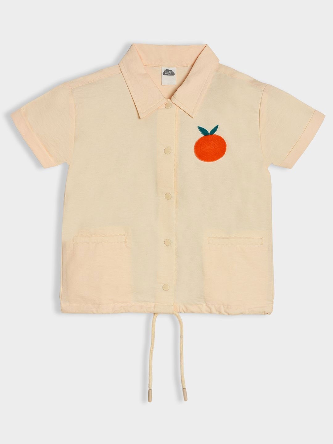 

MiArcus Unisex Kids Spread Collar Typography Printed Cotton Casual Shirt, Peach