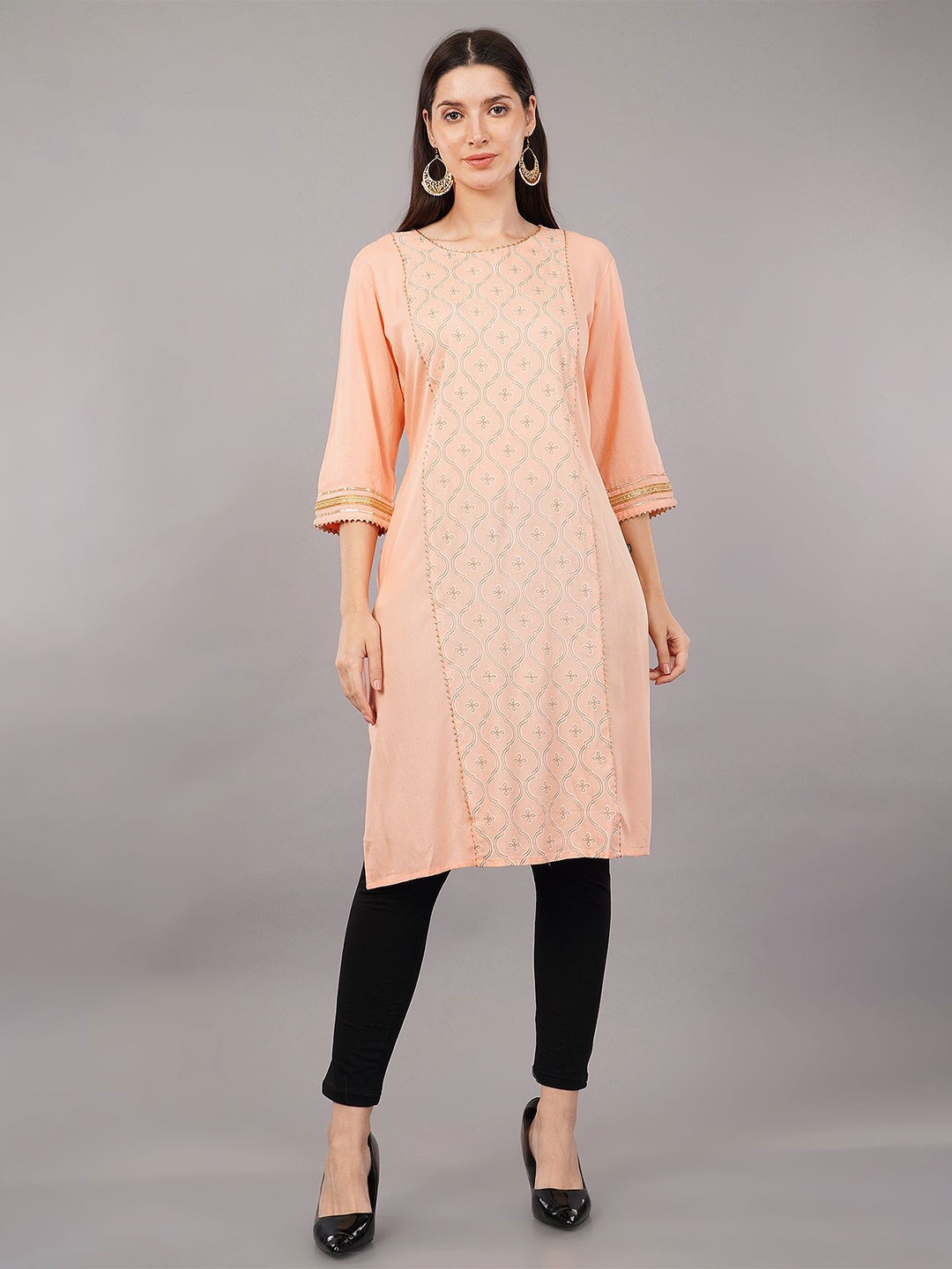 

Avaasa Buy Shruthi Women Geometric Printed Straight Kurta, Peach