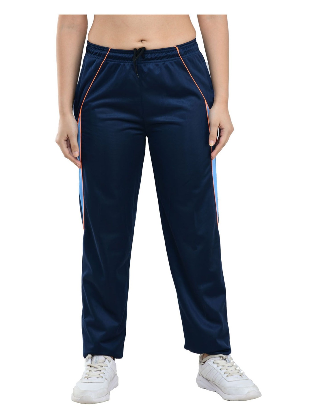 

IndiWeaves Women Mid Rise Track Pants, Navy blue