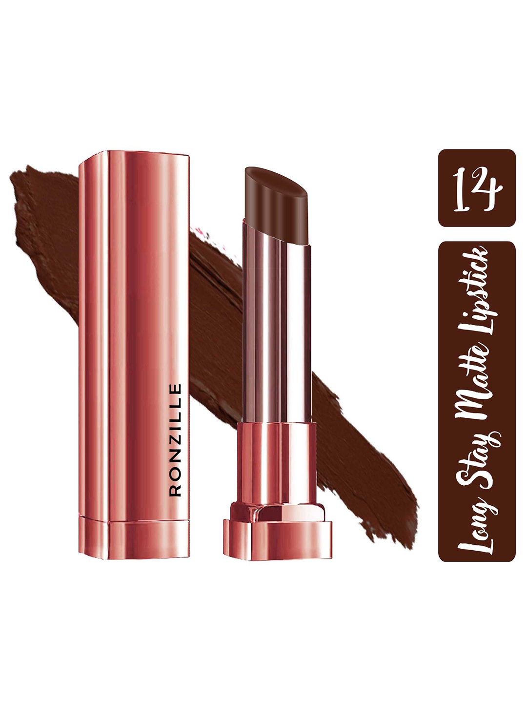 

Ronzille Non Drying & Lightweight Long Stay Matte Lipstick - Irish coffee 14, Brown