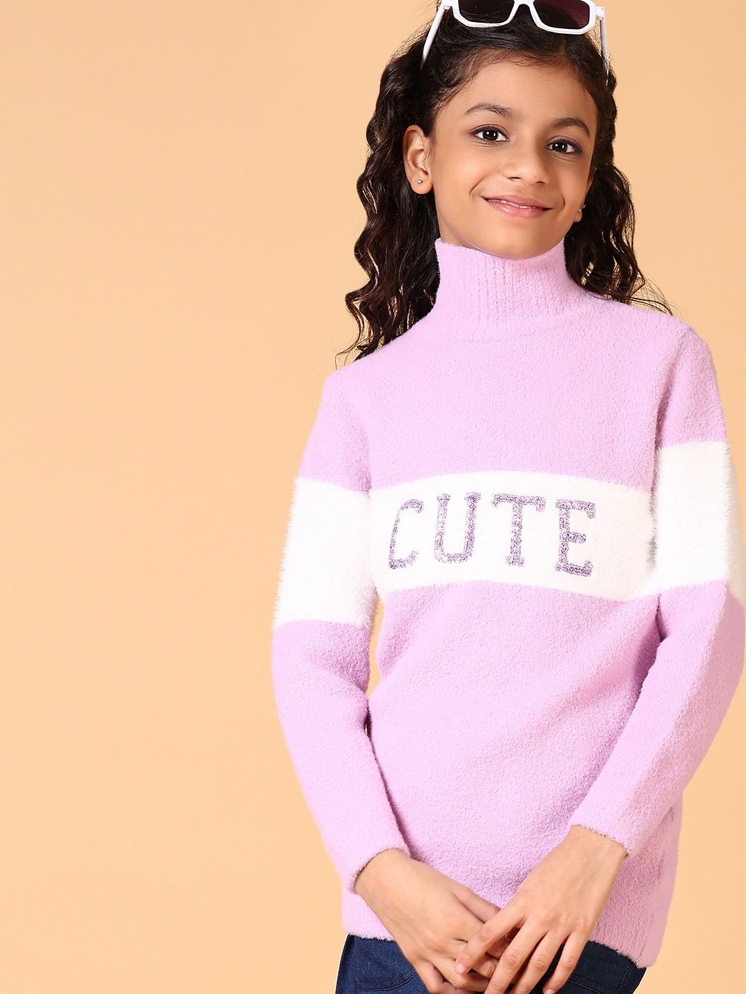 

V-Mart Girls Typography Printed Pullover, Lavender