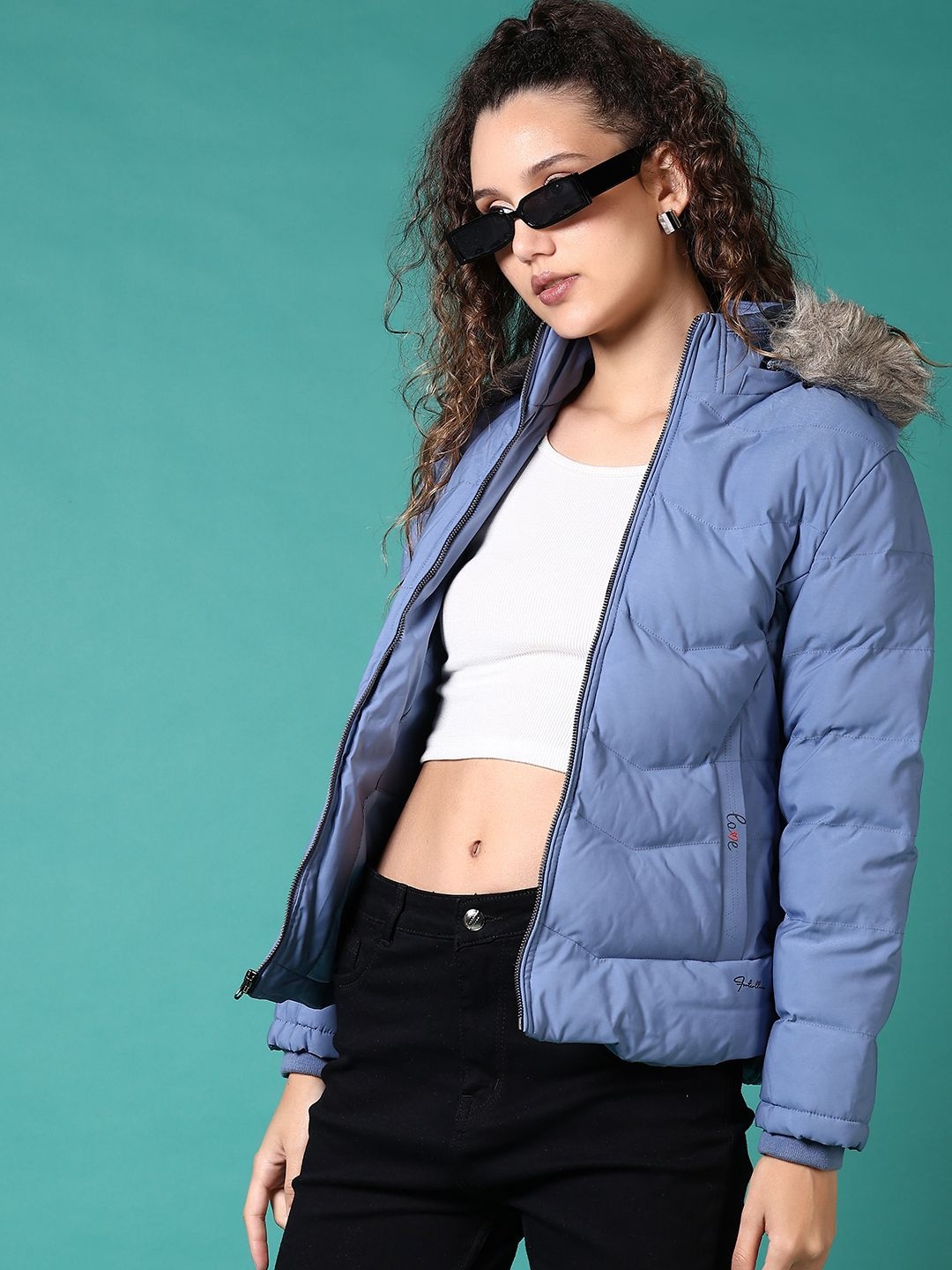 

V-Mart Women Hooded Solid Cotton Casual Parka Jacket, Blue