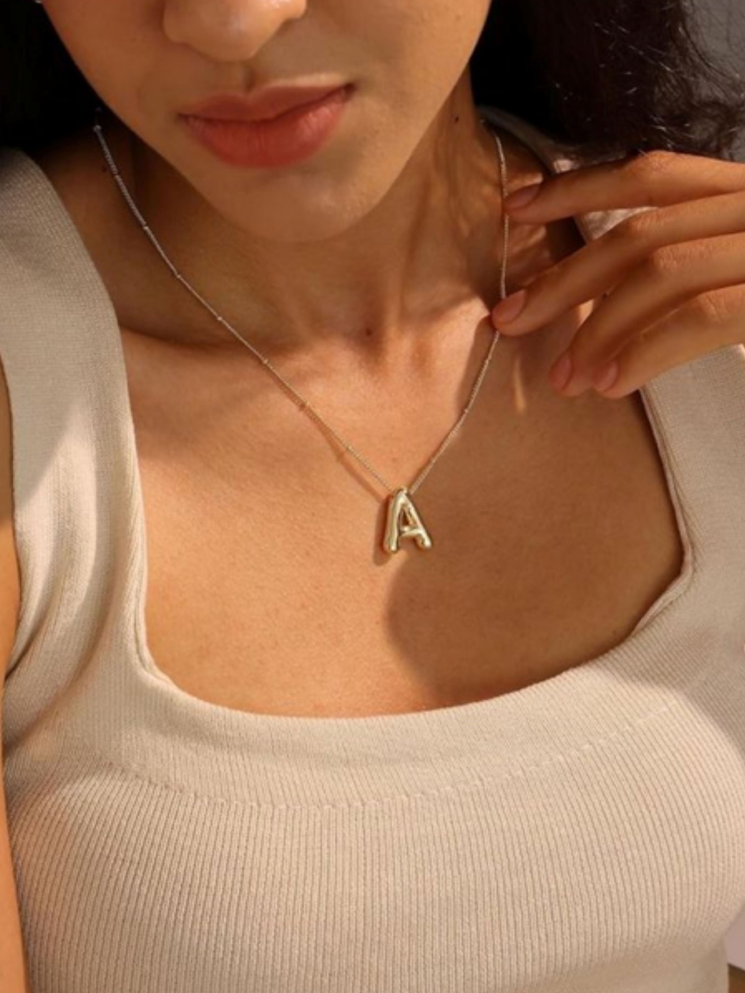 

SUBHAGALANKAR Gold-Plated Initial A-Shaped Pendant With Chain