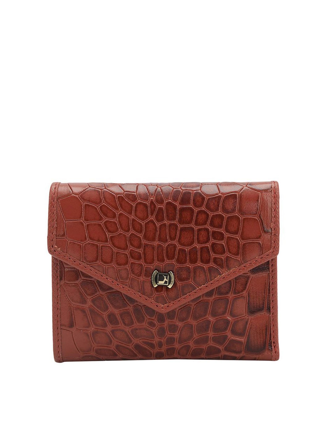 

Da Milano Women Textured Leather Three Fold Wallet, Red